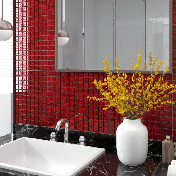 ARDEBO.de - Mosaikfliesen 11 Stk. Rot 30x30 cm Glas