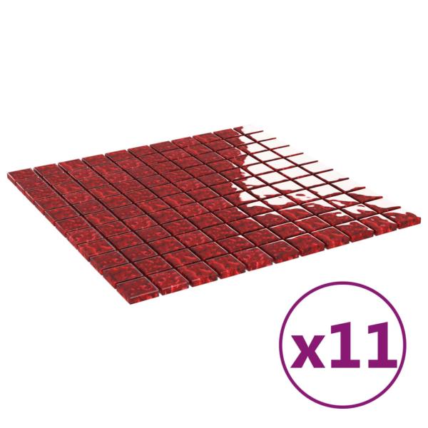 Mosaikfliesen 11 Stk. Rot 30x30 cm Glas