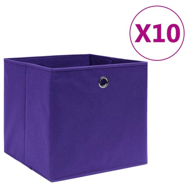 ARDEBO.de - Aufbewahrungsboxen 10 Stk. Vliesstoff 28x28x28 cm Lila