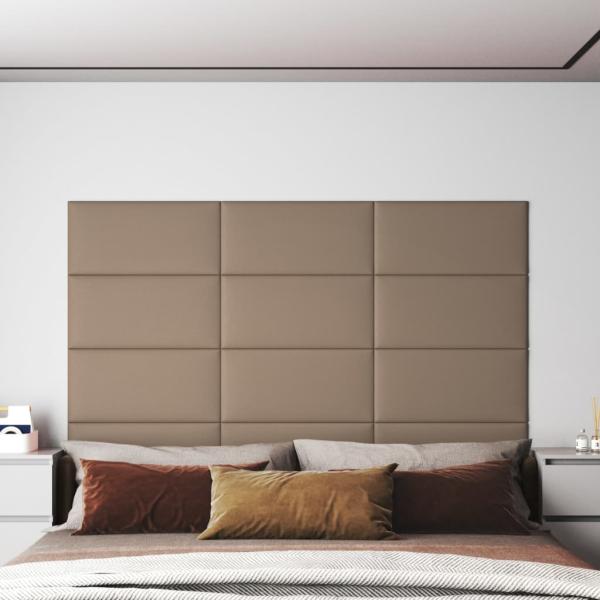 ARDEBO.de - Wandpaneele 12 Stk. Cappuccino-Braun 60x30cm Kunstleder 2,16 m²