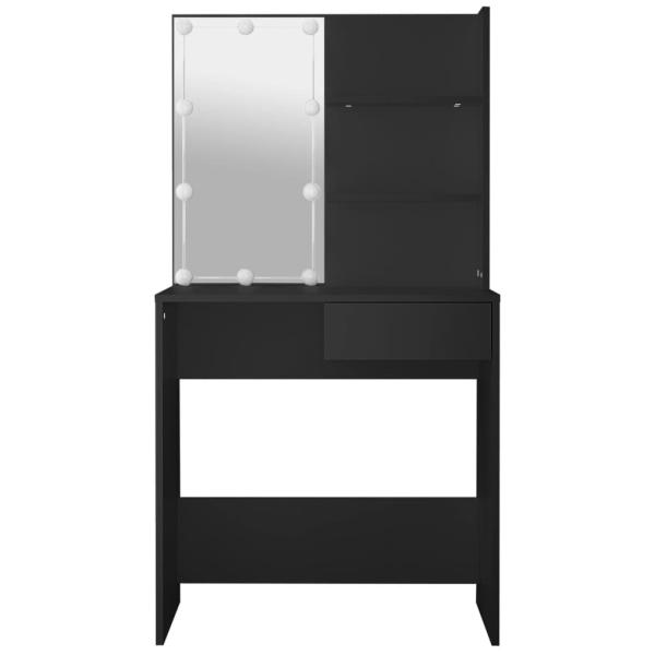Schminktisch mit LED-Leuchten Schwarz 74,5x40x141 cm