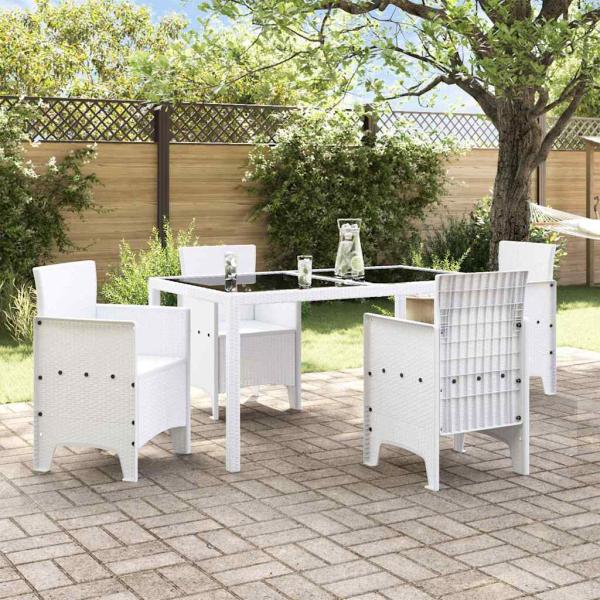 Gartenstuhl Set von 4 Weiß Poly-Rattan Standard Leichtgewicht