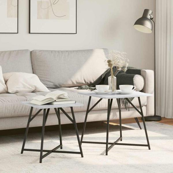 ARDEBO.de - Beistelltisch 2er Set Grau Sonoma aus Holz und Metall