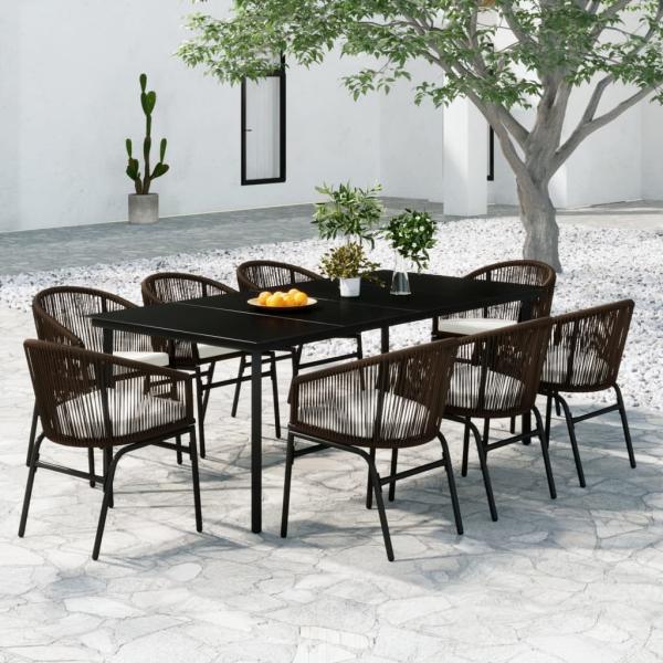 ARDEBO.de - 9-tlg. Garten-Essgruppe Braun