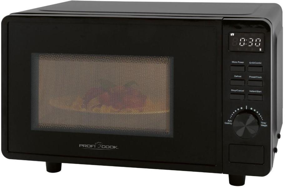 ARDEBO.de Proficook PC-MWG 1278 Stand Mikrowelle, 700 W, 20 L, 5 Mikrowellenstufen, 1 Grillstufe, 8 Automatikprogramme, 3 Auftauprogramme, schwarz