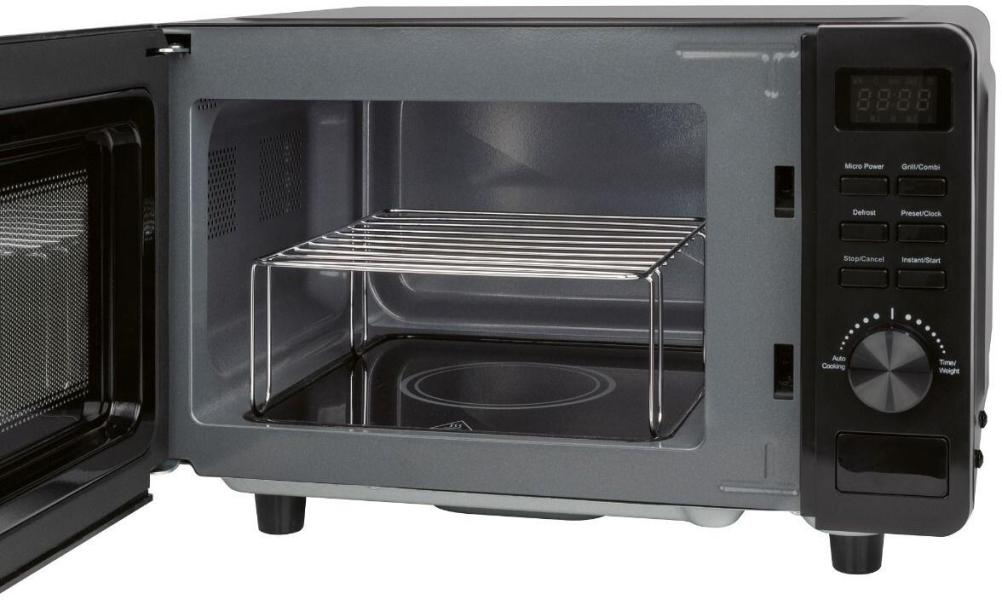 Proficook PC-MWG 1278 Stand Mikrowelle, 700 W, 20 L, 5 Mikrowellenstufen, 1 Grillstufe, 8 Automatikprogramme, 3 Auftauprogramme, schwarz