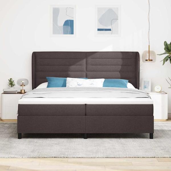 Boxspringbett mit Matratze Dunkelbraun 200x200 cm Stoff