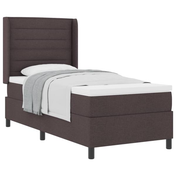 Boxspringbett mit Matratze Dunkelbraun 100x200 cm Stoff
