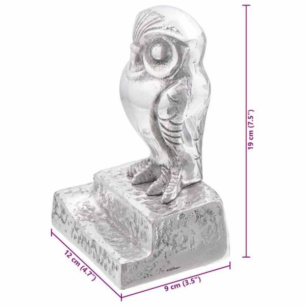 Buchstützen 2 Stück Silber 12x9x19 cm Aluminium Eule