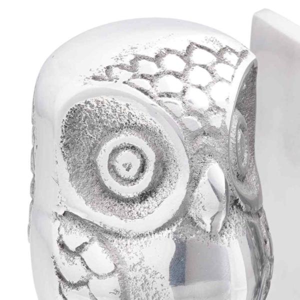 Buchstützen 2 Stück Silber 7x9x11 cm Aluminium Eule