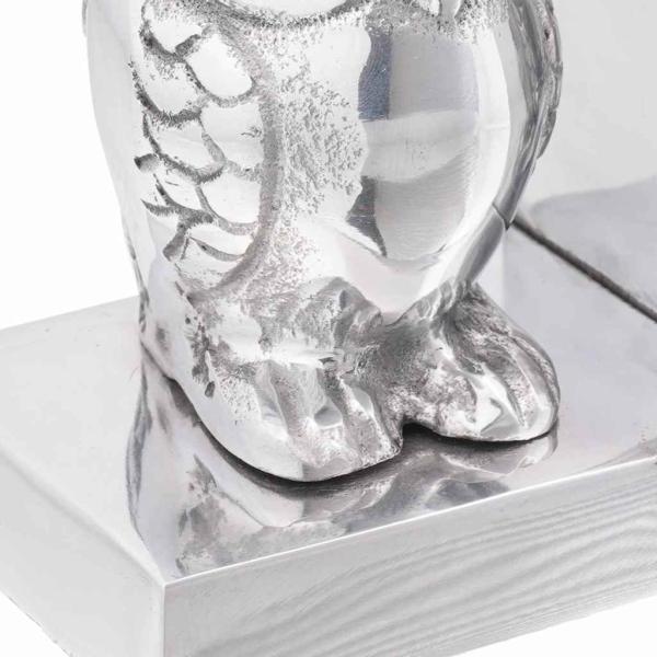 Buchstützen 2 Stück Silber 7x9x11 cm Aluminium Eule
