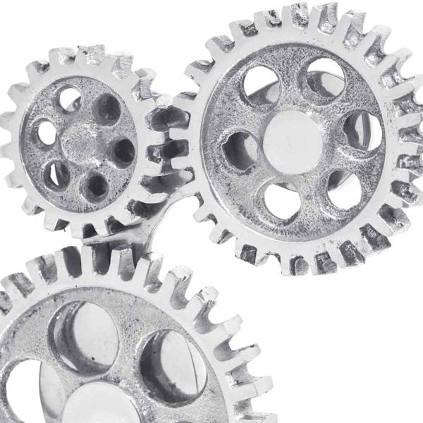 Buchstützen 2 Stück Silber 10x10x22 cm Aluminium Zahnrad