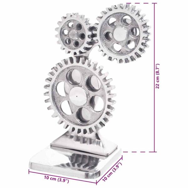 Buchstützen 2 Stück Silber 10x10x22 cm Aluminium Zahnrad