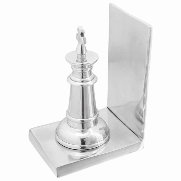 Buchstützen 2 Stück Silber 11x12x19,5 cm Aluminium Schach