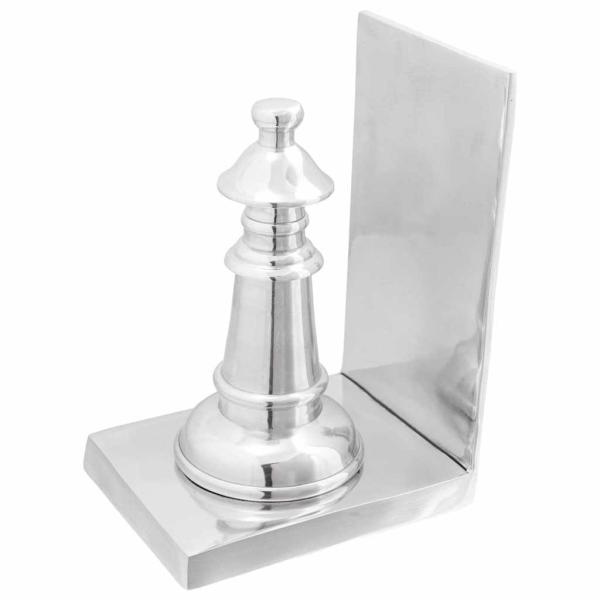 Buchstützen 2 Stück Silber 11x12x19,5 cm Aluminium Schach