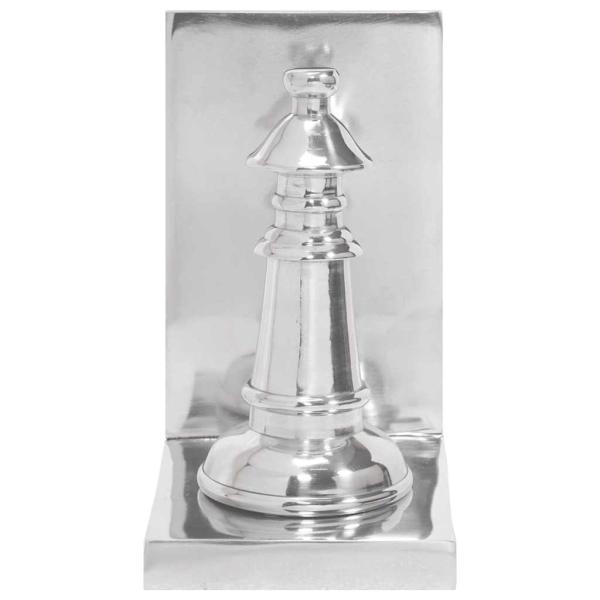 Buchstützen 2 Stück Silber 11x12x19,5 cm Aluminium Schach