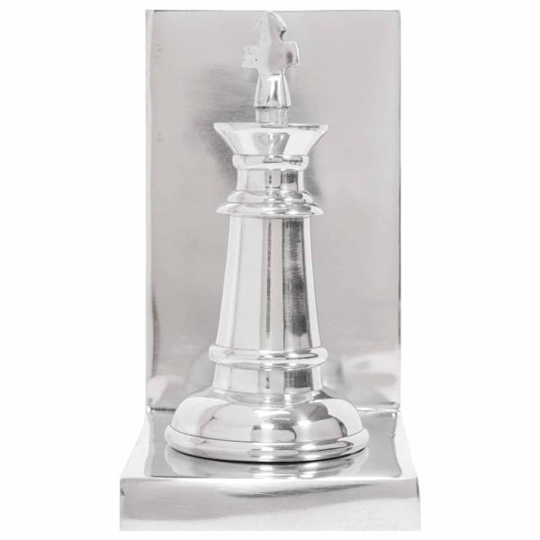 Buchstützen 2 Stück Silber 11x12x19,5 cm Aluminium Schach
