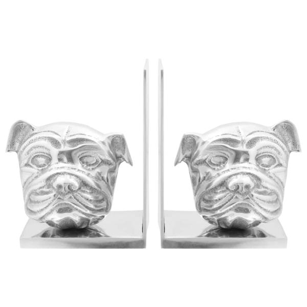 Buchstützen 2 Stück Silber 8x12x16,5 cm Aluminium Hund