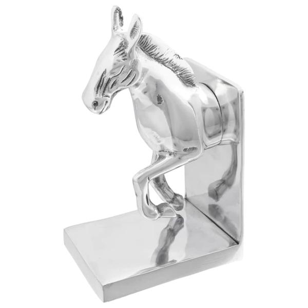 ARDEBO.de - Buchstützen 2 Stück Silber 11x14x25 cm Aluminium Pferd