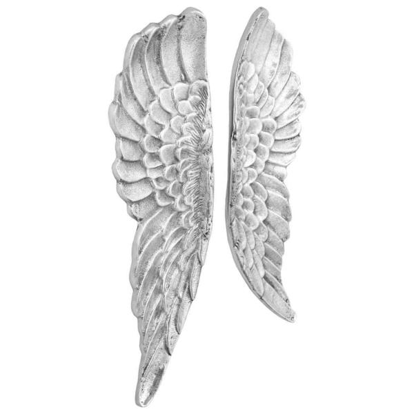 ARDEBO.de - Engel-Flügel-Skulptur Silber Polystein 31 x 5 x 91 cm