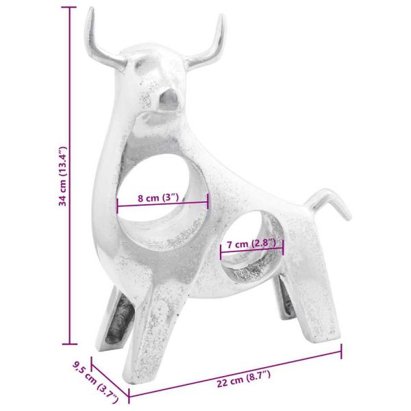 Stierskulptur Silber 22x9,5x34 cm Aluminium