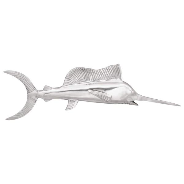 Wandmontierte Schwertfisch Silber 91x8x26 cm aus Aluminium