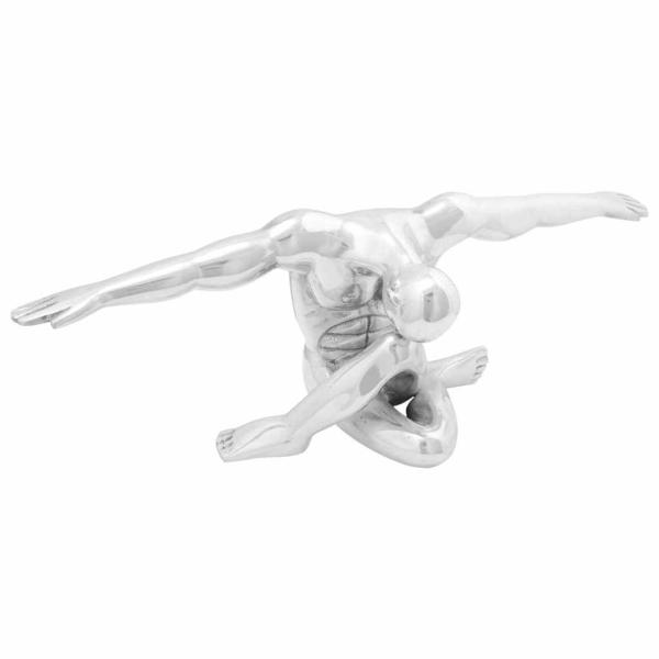 ARDEBO.de - Skulptur Silber 63x20x22 cm Aluminium Dankender Mann