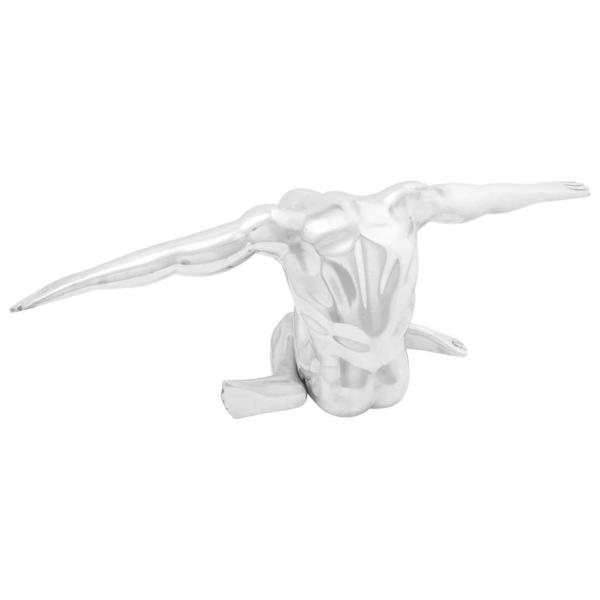 Skulptur Silber 63x20x22 cm Aluminium Dankender Mann