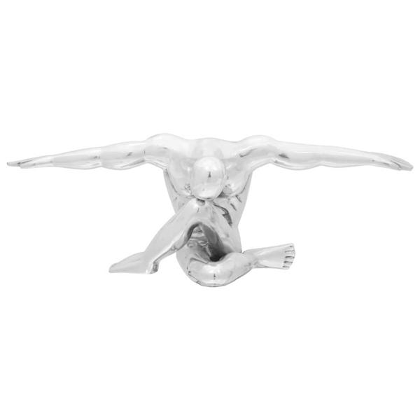 Skulptur Silber 63x20x22 cm Aluminium Dankender Mann