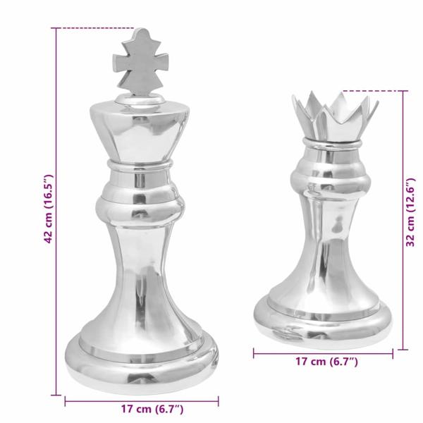 Schachskulpturen 2 Stück Silber Aluminium
