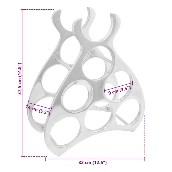 Weinregal Silber 32 x 14 x 37,5 cm Aluminium