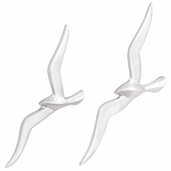 Wandmontierte Möwe 2er Set Silber Aluminium