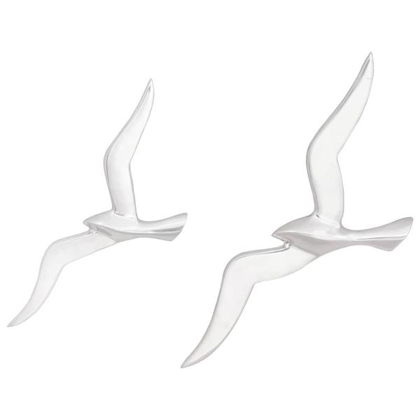 Wandmontierte Möwe 2er Set Silber Aluminium
