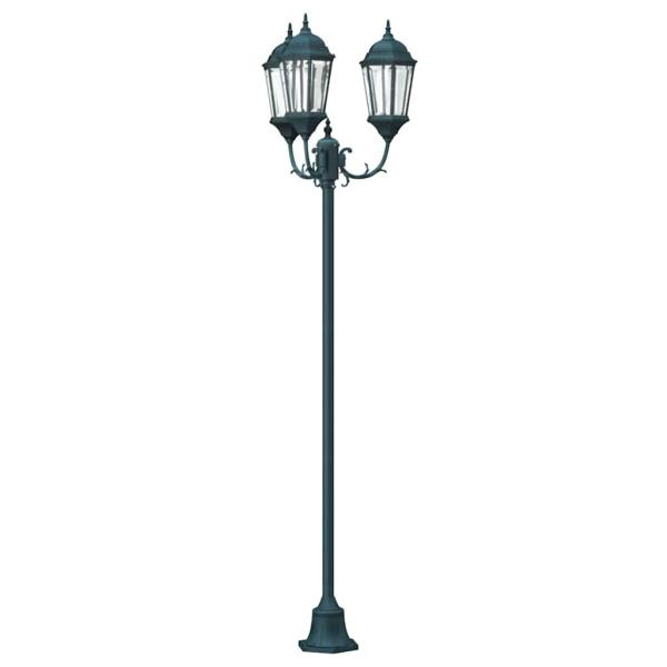Gartenlichtmasten 3-Lampe E27 Grün 220 cm Aluminium