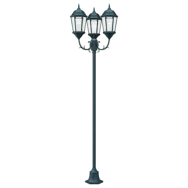 Gartenlichtmasten 3-Lampe E27 Grün 220 cm Aluminium