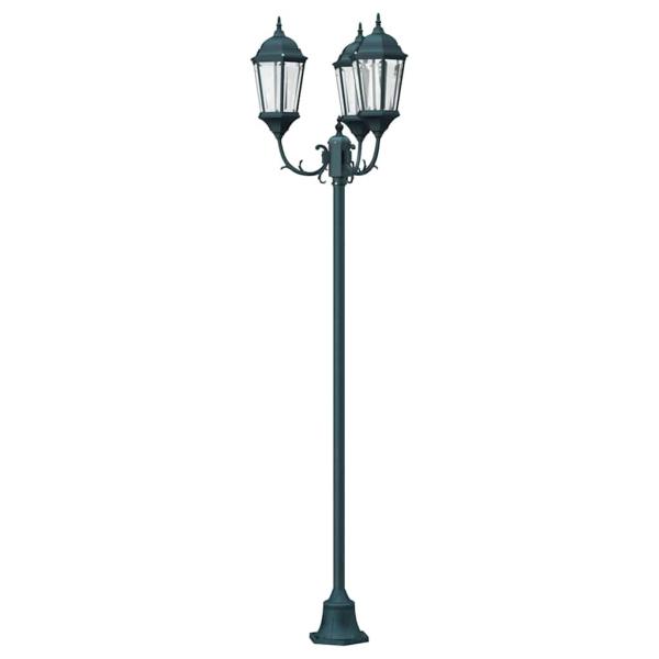 Gartenlichtmasten 3-Lampe E27 Grün 220 cm Aluminium