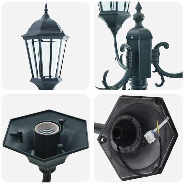 Gartenlichtmasten 3-Lampe E27 Grün 220 cm Aluminium