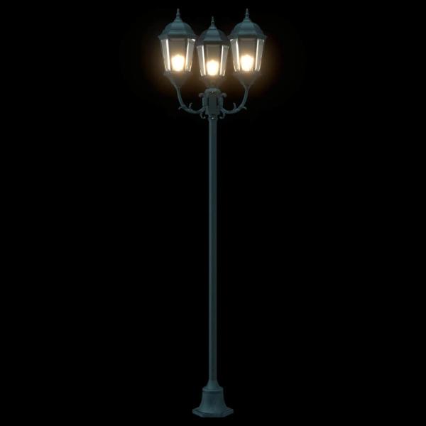 Gartenlichtmasten 3-Lampe E27 Grün 220 cm Aluminium