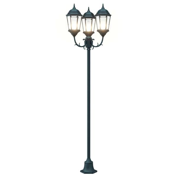 Gartenlichtmasten 3-Lampe E27 Grün 220 cm Aluminium