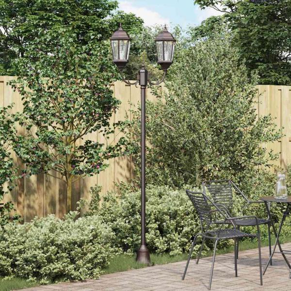 ARDEBO.de - Gartenlichtpfosten 2-Lampe E27 Bronze 220 cm Aluminium