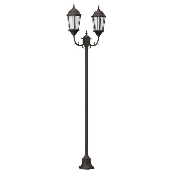 Gartenlichtpfosten 2-Lampe E27 Bronze 220 cm Aluminium