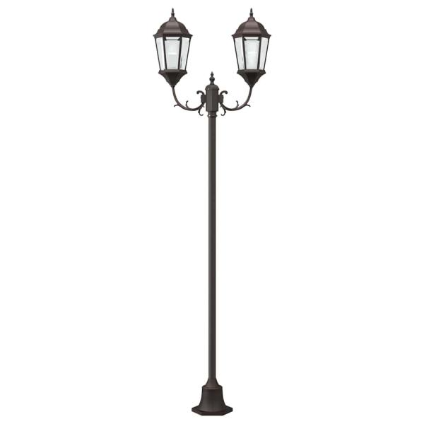 Gartenlichtpfosten 2-Lampe E27 Bronze 220 cm Aluminium