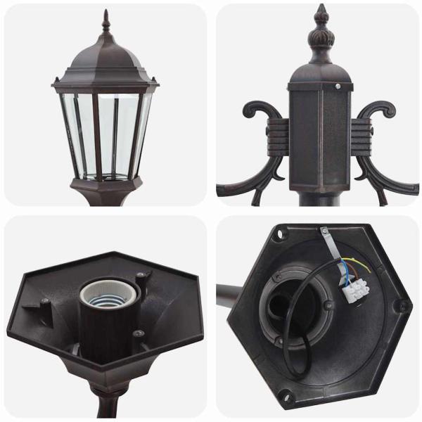 Gartenlichtpfosten 2-Lampe E27 Bronze 220 cm Aluminium