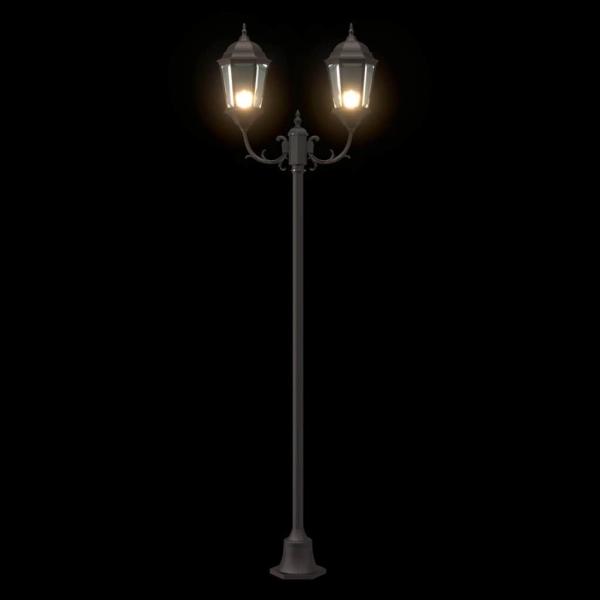 Gartenlichtpfosten 2-Lampe E27 Bronze 220 cm Aluminium