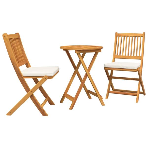 3-teiliges Garten Bistro Set aus solidem Akazienholz