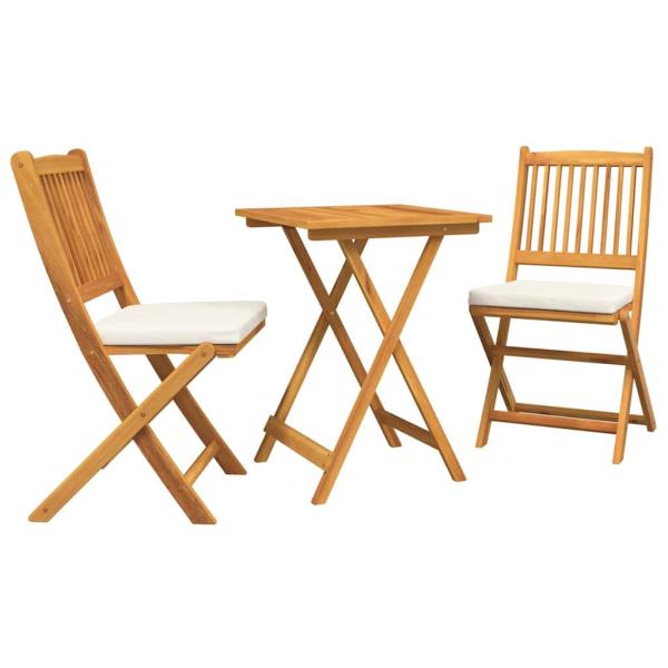 3-teiliges Garten Bistro Set aus massivem Akazienholz