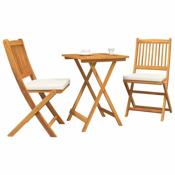 3-teiliges Garten Bistro Set aus massivem Akazienholz