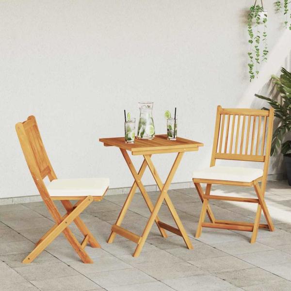 3-teiliges Garten Bistro Set aus massivem Akazienholz