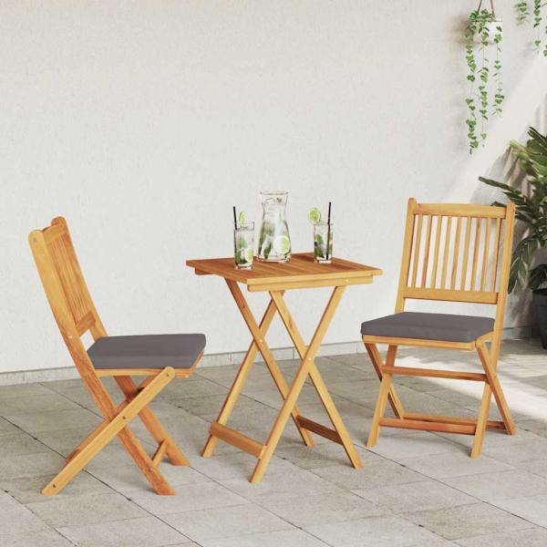 3-teiliges Garten Bistro Set aus massivem Akazienholz