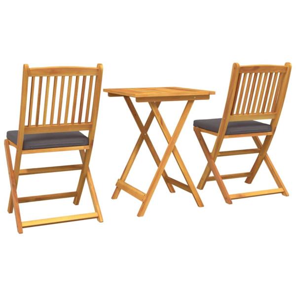 3-teiliges Garten Bistro Set aus massivem Akazienholz